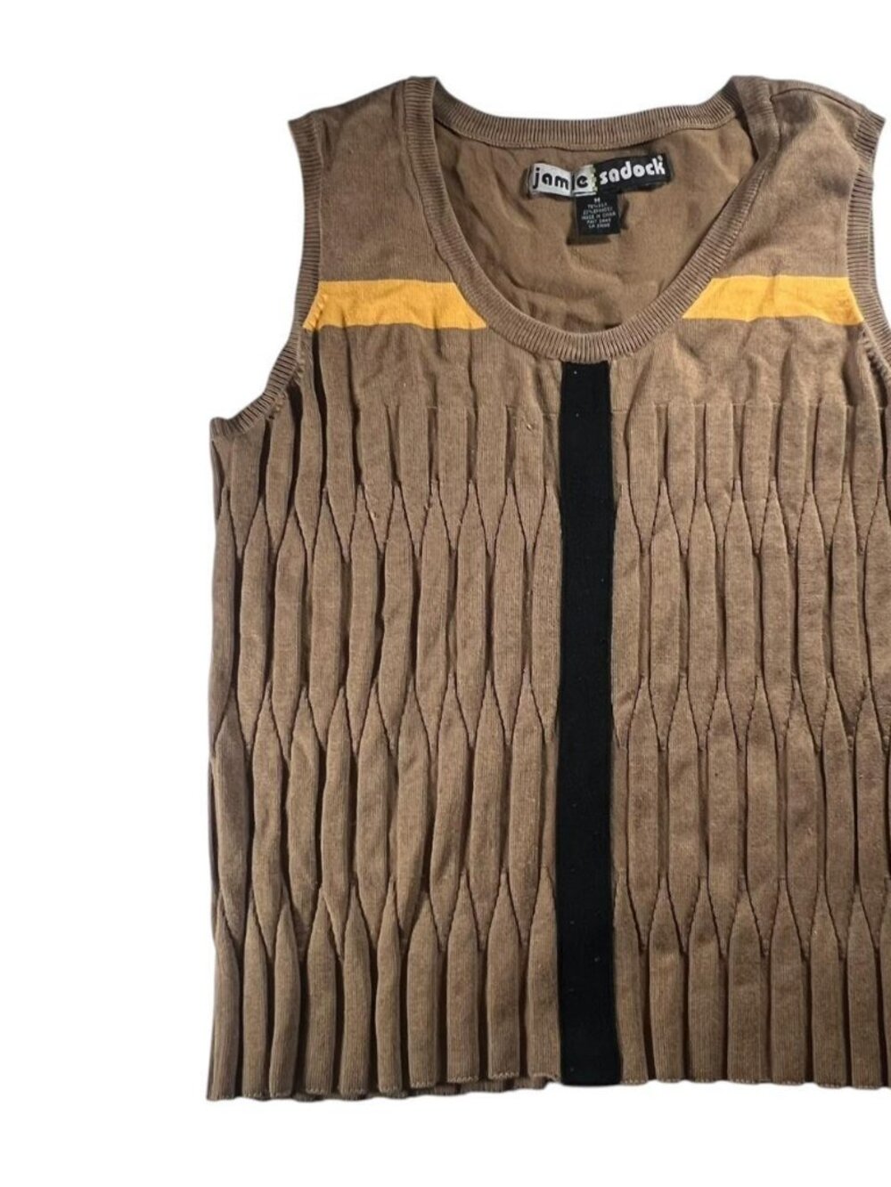 Vintage Jamie Sadock Silk Blend Brown Pleated Tank Top